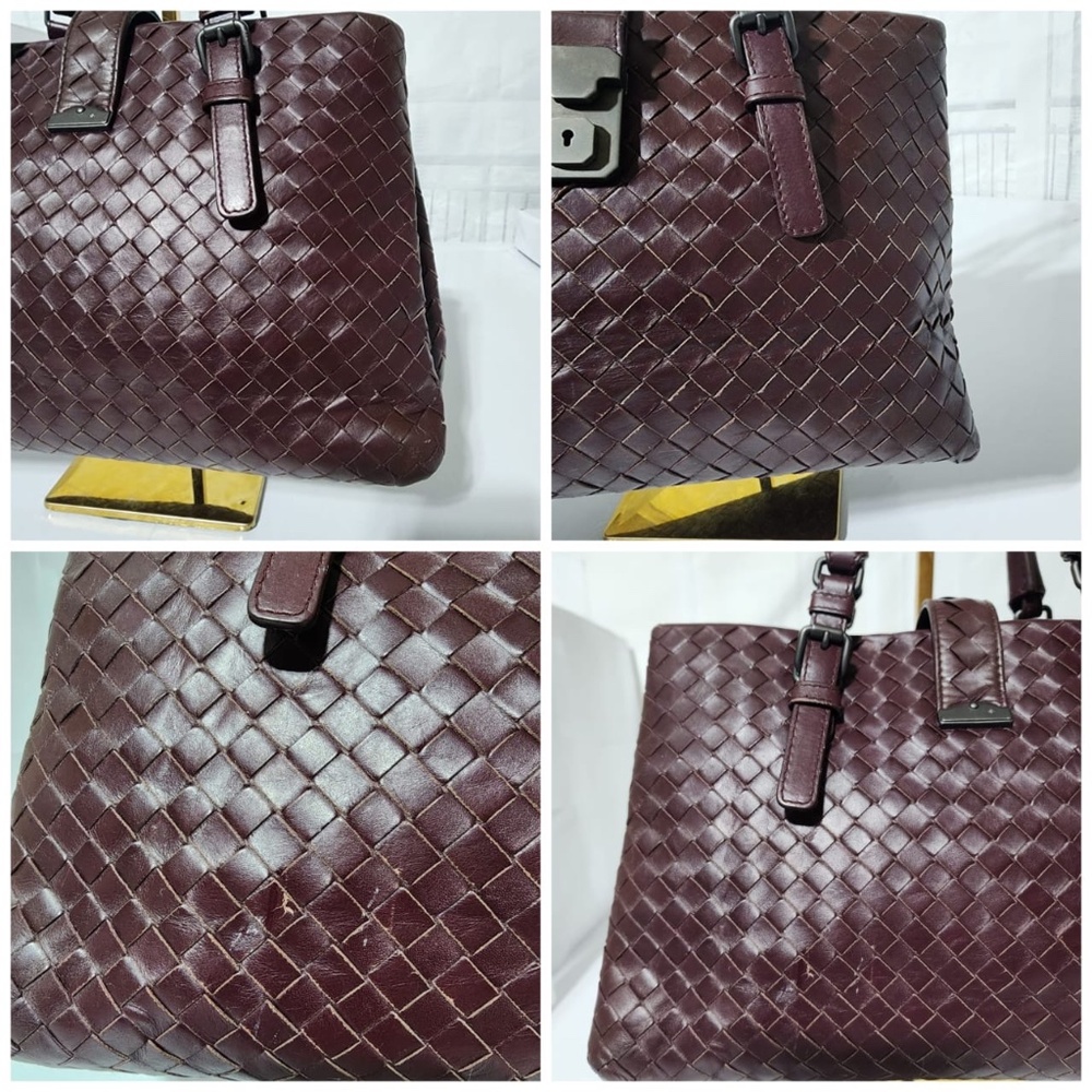 SOLD***Authentic BOTTEGA VENETA Nappa Intrecciato Small Roma Tote Bag Burgundy - Picture 5 of 16